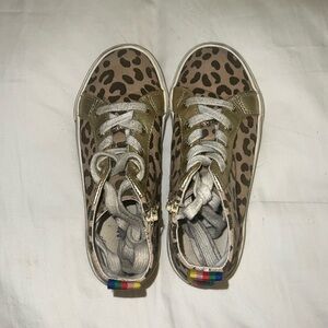 Mini Boden size 30 Leopard with gold shoes. Lace up and zipper inside.